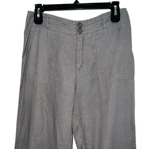 Tahari Womens Linen Gray Pants Size 4 Straight Leg Summer Vacation Casual Lounge